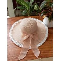 ราคา หมวกสานปีกกว้างคาดโบว์ขอบประดับลูกไม้ลายดอกไม้ รุ่นC076 สินค้าพร้อมส่งจากไทย (20879906496)