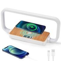 ราคา โคมไฟตั้งโต๊ะ LED ควบคุมด้วยการสัมผัสหรี่แสงได้ชาร์จไร้สายโคมไฟหัวเตียงโคมไฟตั้งโต๊ะแบบสัมผัสหรี่แสงได้สำหรับไฟกลางคืน USB ห้องนอนมีโคมไฟตั้งโต๊ะทันสมัยโคมไฟนาฬิกาและอุณหภูมิ3สี (19422706621)