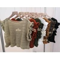 ราคา เสื้อครอปไหมพรมแขนระบานฉลุ (17499499818)