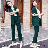 ราคา TW9320 Set 3 ชิ้น เสื้อสูท สายเดี่ยวลายจุด กางเกงขายาว (17250047505)