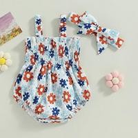 ราคา วันฉลองอิสรภาพชุดจั๊มสูทชุดแขนกุดแต่งระบายลายดอกไม้สำหรับเด็กผู้หญิงเด็กทารกชุดรอมเปอร์ทารกบอดี้สูทหน้าร้อน (18914865244)