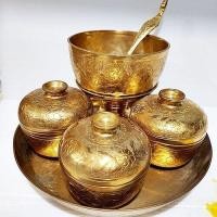 ราคา ชุดทองเหลืองตอกลาย ชุดถวายข้าวพระพุทธ ถาดหล่อตอกลาย 7 นิ้วครึ่ง (9046021076)