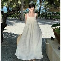 ราคา Piaopiao ชุดเดรสสตรีชุดเดรสเอี๊ยมกระโปรงสีขาวผ้าลูกไม้อัดพลีทแฟชั่นชุดเดรสวันหยุดริมทะเลทุกวัน (19666946684)