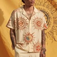 ราคา เสื้อวินเทจ เสื้อผ้าวินเทจของผู้ชายเสื้อลำลองเสื้อเชิ้ตแขนสั้นพิมพ์ลายดวงอาทิตย์เสื้อลำลองโอเวอร์ไซส์กราฟิก (21139461125)