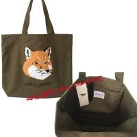 ราคา AQUA Spot MAISON KITSUNE Cool Dazzle Yellow Fox Head Series Three Color Canvas Hand The Bill Of Lading Shoulder Bag (18923932260)