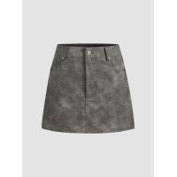 ราคา Cider Faux Leather High Waist Solid Button Mini Skirt (20665509951)