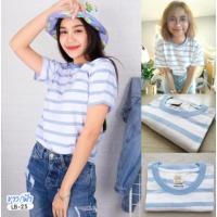 ราคา Liptun T Shirt เสื้อยืดลายทาง เสื้อยืดลายขวาง Striped T shirt Fashions ผ้านิ่ม สบาย เนื้อผ้า Cotton 100 (19999375945)