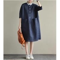 ราคา เดรสกระโปรงผ้าลินินเรียบหรูแบบปะต่อทรงหลวมไซส์ใหญ่ลำลองผ้าคอตตอนลินินของแท้ตัดฉลากแบรนด์เนมส่งออกต่างประเทศ (21353835194)