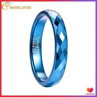 ราคา BONLAVIE 4mm Tungsten Carbide Ring Blue Polished Finish Rhombic Cut Wedding Ring Comfort Fit Rings Jewelry (5505910604)