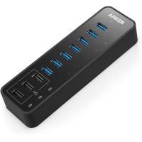ราคา Anker 10 Port 60W Data Hub with 7 USB 3 0 Ports and 3 PowerIQ Charging Ports for MacBook Mac Pro Mini iMac XPS Surface Pro iPhone 7 6s Plus iPad Air 2 Galaxy Series Mobile HDD and More (15263614576)