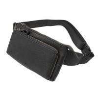 ราคา Genuine Leather Waist Pack Fanny Bag for Men Women Running Hiking Hip Bum Belt Slim Cell Phone Purse Casual Waist Wallet Pouch (11644709698)