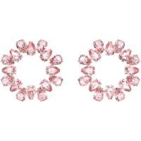 ราคา Swarovski Outlet Discount Pink Diamond Large Circle Pear Shape Earrings Womens Trendy Fashion Personalized Crystal Earrings SSY (20636402819)