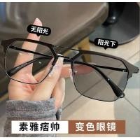 ราคา แว่นตาครึ่งกรอบสำหรับผู้ชายแว่นตาเลนส์เปลี่ยนสีได้กรอบแว่นสายตาสั้นแสงสีฟ้า (17817781598)