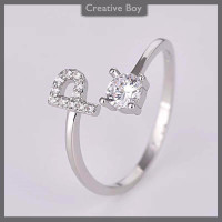 ราคา Creative แหวนเพชรเทียม26ตัวอักษรปรับได้แหวนแฟชั่นใหม่แหวนเปิดตัวอักษร A Z สำหรับผู้หญิงของขวัญเครื่องประดับที่มีเสน่ห์ (21272993649)