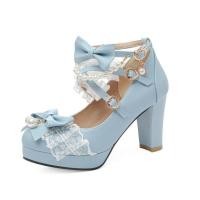 ราคา Cross Strap Women High Heels Mary Jane Pumps Party Wedding Cosplay White Pink Black Strawberry Bow Princess Cosplay Lolita Shoes (20509139135)