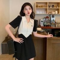 ราคา NICK Dress Women POLO Collar Contrast Color Design Slit New Slim Dress High Waist Long And Short Black Casual Green Sweet Blue Fashion Student Daily Date (16112004195)
