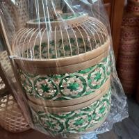 ราคา ปิ่นโตไม้สาน ตระกร้าสาน ตระกร้าไม้ไผ่ กระเช้าเปล่า ปิ่นโตกรงนก 2 ชั้น ขนาด 8นิ้ว สูง8นิ้ว ลายพิกุลมี 3 สีเลือกจากตัวเลือกสินค้า (12390879931)