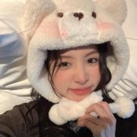 ราคา หมวกลูกหมีบลัชออนน่ารักฤดูใบไม้ร่วงและฤดูหนาวหมวกกันลมตุ๊กตาหัวใจสาวหนาอบอุ่นหมวกสวมหัวน่ารัก (20491662269)