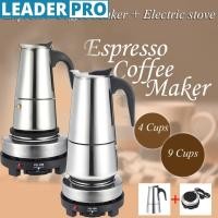 ราคา Portable Espresso Coffee Maker Moka Pot Stainless Steel with Electric stove Filter Percolator Coffee Brewer Kettle Pot (20745054786)