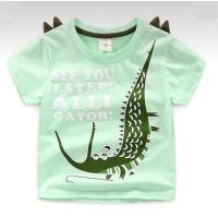 ราคา เสื้อยืดแขนสั้นลายจระเข้เขียวเด็กผ้าคอตตอนแท้ จระเข้เขียว, ส่วนสูง 90 cm. (1747)