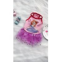 ราคา เสื้อผ้าสุนัข เสื้อหมาแมว ชุดกระโปรงน้องหมาน้องแมว สีชมพู ลาย เจ้าหญิงโซฟี เสื้อผ้าสุนัข ไซต์ M (1797)