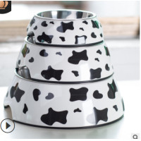ราคา จานสุนัข ชามอาหารหมาแมว แบบถอดได้ ลายวัว ไซต์ S (4618)