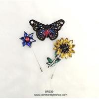 ราคา เซตเข็มกลัด เซตพินติดเสื้อ กระเป๋า หมวก ปักเลื่อม งานคุณภาพ 3 ชิ้น Pin Brooch collection set made with good quality BR338 (826)