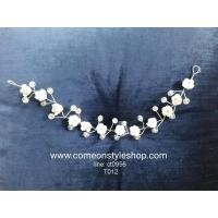 ราคา เครื่องประดับผม เครื่องประดับผมเจ้าสาว ประดับผมออกงาน เครื่องประดับผมดอกไม้ประดับคริสตัล เครื่องประดับผมวินเทจ Pearl Beard Flower Bridal Wedding Headwear Handmade Hair Accessories Flower Headband Hair