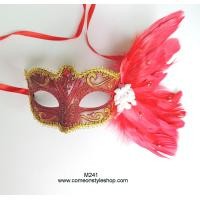 ราคา หน้ากากราชินีบุปผา ประดับขนนกแท้ งานคุณภาพดี สั่งทำพิเศษ หน้ากากปาร์ตี้ ออกงาน การแสดง Blossom queen masquerade fancy party with feather mask (3สี ดำ ขาว แดง) หน้ากากแฟนซีประดับขนนกแท้ หน้ากากปาร์ตี้ 