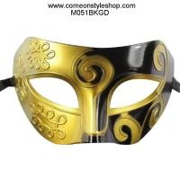 ราคา หน้ากากผู้ชาย ทรงนักรบโรมัน หน้ากากปาร์ตี้ ออกงาน แฟนซี ครึ่งหน้า Roman Greek Men’s Venetian Halloween Dress Costume Party Masquerade Fancy Mask M051 GDBK (สีดำทอง) (1552)