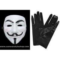 ราคา หน้ากาก+ถุงมือ Guy Fawkes จากภาพยนต์เรื่อง V for Vendetta หน้ากากปาร์ตี้ ออกงาน การแสดง V for Vendetta Mask Masquerade Ball Halloween Party Fancy Dress Costume (หน้ากาก+ถุงมือ) M300GL (1497)