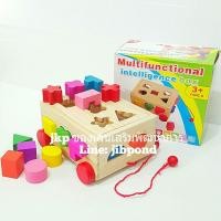 ราคา ของเล่นเสริมพัฒนาการ ของเล่นของเล่นไม้ชุดรถลาก กล่องบล็อกหยอดรูปทรง (127)