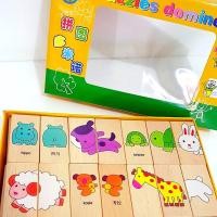 ราคา โดมิโน่กึ่งจิ๊กซอว์ไม้ 28 ชิ้น หมวดจับคู่ภาพสัตว์ 14 ชนิด (172)