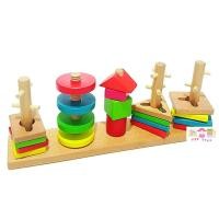 ราคา บล็อกไม้รูปทรง สวมหลัก 5 เสา Five Column Building Blocks (476)