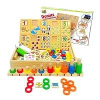 ราคา กล่องไม้สอนนับเลขพร้อมกระดาน ห่วงสวมหลัก (Donuts number-crunching) (526)