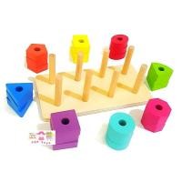 ราคา ของเล่นไม้เสริมพัฒนาการ สวมหลักสอนสีเเละรูปทรง 8 ชนิด (605)