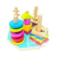 ราคา บล็อกไม้รูปทรง สวมหลัก 5 เสา + จับคู่รูปทรง (703)