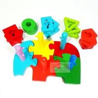 ราคา สวมหลักไม้ 5 รูปทรง + จิ๊กซอว์ไม้รูปช้าง (750)