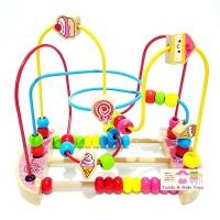 ราคา ของเล่นไม้เสริมพัฒนาการ ขดลวดลูกปัดลายขนม (777)