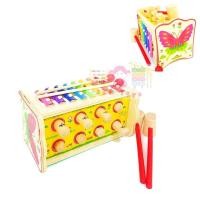 ราคา ของเล่นไม้เสริมพัฒนาการ 2 in 1 ทุบตุ่นผลุบโผล่ ค้อนตี 2 อัน + ระนาด 8 คีย์ (905)