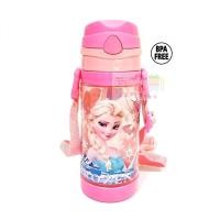 ราคา กระติกน้ำมีหลอดดูด พร้อมสายสะพาย ลายเอลซ่า (ชมพู ทรงสูง ไม่เก็บอุณภูมิ) (954)