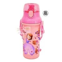 ราคา กระติกน้ำเด็ก มีสายสะพายแบบยกดื่ม + ใส่หลอดดูดได้ ลายโซเฟีย (ชมพู) (970)
