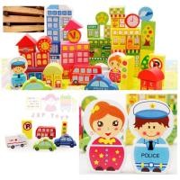 ราคา บล็อคไม้ 100 ชิ้นน่ารัก ลายเลข A-Z คน เเละสถานที่ (974)