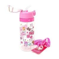 ราคา กระติกน้ำมีหลอดดูด พร้อมสายสะพาย 500 ml ขวดใส คิตตี้ (1091)