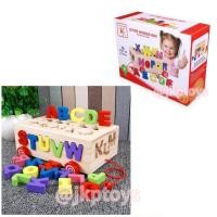 ราคา ของเล่นเสริมพัฒนาการ ของเล่นของเล่นไม้ชุดรถลาก กล่องบล็อกหยอด ABC สำเนา (1104)