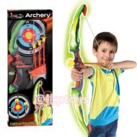 ราคา &#x1F3AF;ของเล่นเด็กธนู สำหรับเด็ก มีไฟ พร้อมลูกธนู มีจุ๊บติดกำแพง และเป้ายิง (พลาสติก) (1268)