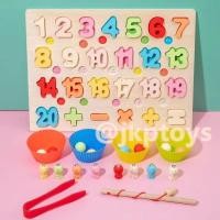 ราคา ของเล่นไม้เสริมพัฒนาการ กระดานสอนตัวเลข 1-20 ฝุึกคับ ตกปลา จำเเนกสี (1269)
