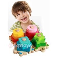 ราคา ของเล่นไม้เสริมพัฒนาการ บล็อคไม้ สวมหลักจิ๊กซอว์เต่าน้อย 4 ตัว (1359)