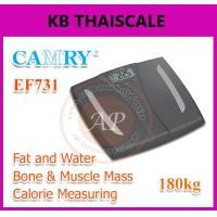 ราคา เครื่องชั่งบุคคลดิจิตอล180กิโลกรัม เครื่องชั่งน้ำหนักคนดิจิตอล180กิโล วัดเปอร์เซ็นต์ไขมันและน้ำในร่างกาย วัดมวลกระดูกและกล้ามเนื้อ วัดแคลอรี่ พิกัด 180kg ค่าละเอียด 0.1kg CAMRY รุ่น EF731 180kg/0.1kg 