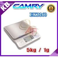 ราคา ตาชั่ง เครื่องชั่งดิจิตอล ตาชั่งดิจิตอล เครื่องชั่งอาหาร เครื่องชั่งน้ำหนัก Digital balance scale 5kg ความละเอียด 1g ยี่ห้อ CAMRY รุ่น EK3260 (2822)